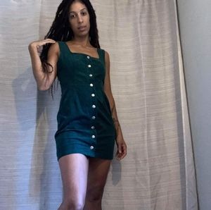 Urban outfitters green button down corduroy pinafore sz small